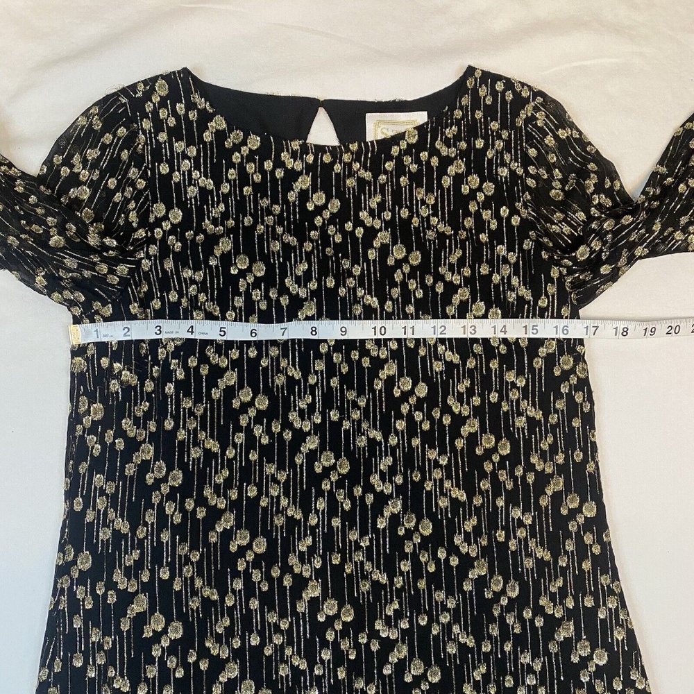 Sail To Sable Clifton Black Dress Size 4 Long Sleeve Metallic Gold Dot NWT $198 - Picture 6 of 16